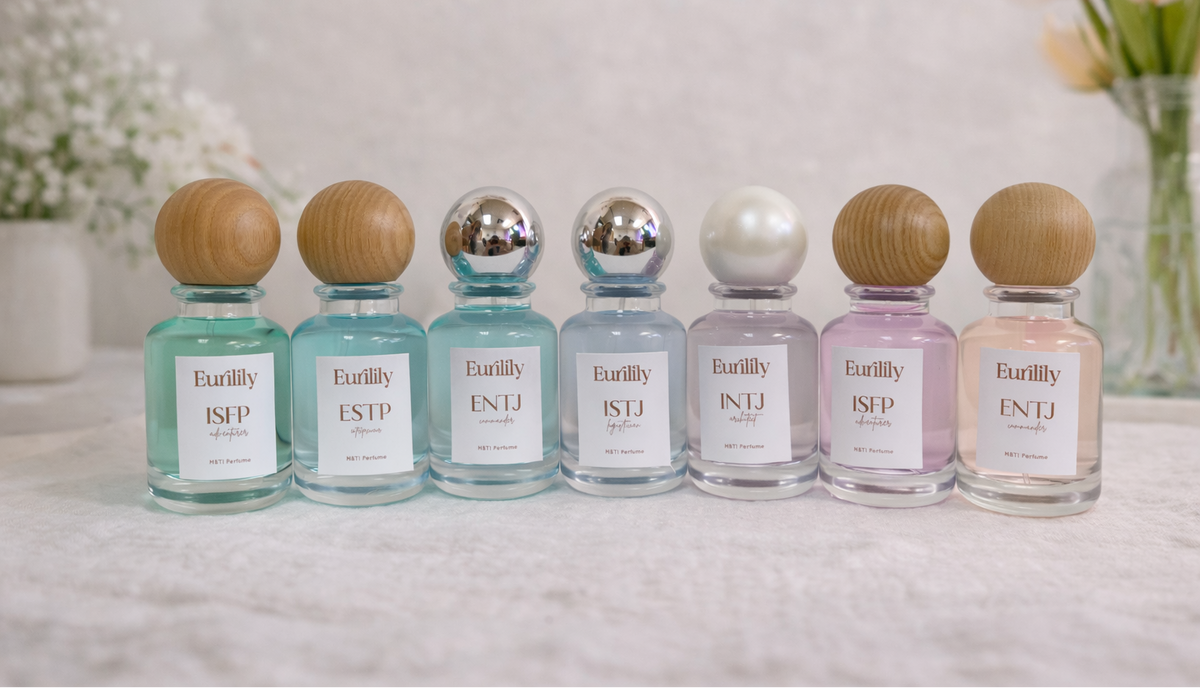 A collection of colourful Eurilily MBTI perfumes